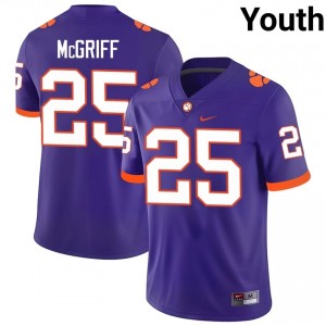 Elite Thread Keil McGriff #25 Clemson Tigers Purple Jersey | Youth University Football Stitch Fan Gear 31108605