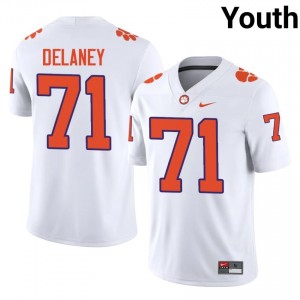 White Leo Delaney #71 Clemson National Championship Jersey | Youth High School Football Fresh Stitched 52834621