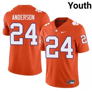 Elite Thread Logan Anderson #24 Clemson Tigers Orange Jersey | Youth University Football Embroidery Fan Gear 27229704