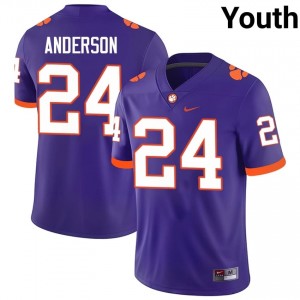 Clemson Logan Anderson #24 Purple Jersey | Pro Cut Stitch NCAA Football Youth Apparel 87334564