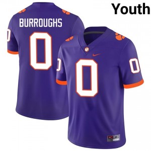 Purple Naeem Burroughs #0 Clemson National Championship Jersey | Youth High School Football Moisture Wicking Stitch 55311692
