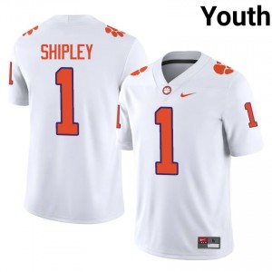 White Will Shipley #1 Clemson National Championship Jersey | Youth High School Football Moisture Wicking Stitched 90186531