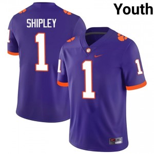 Durable Will Shipley #1 Clemson Tigers Purple Jersey | Youth University Football Swen Fan Gear 38060135